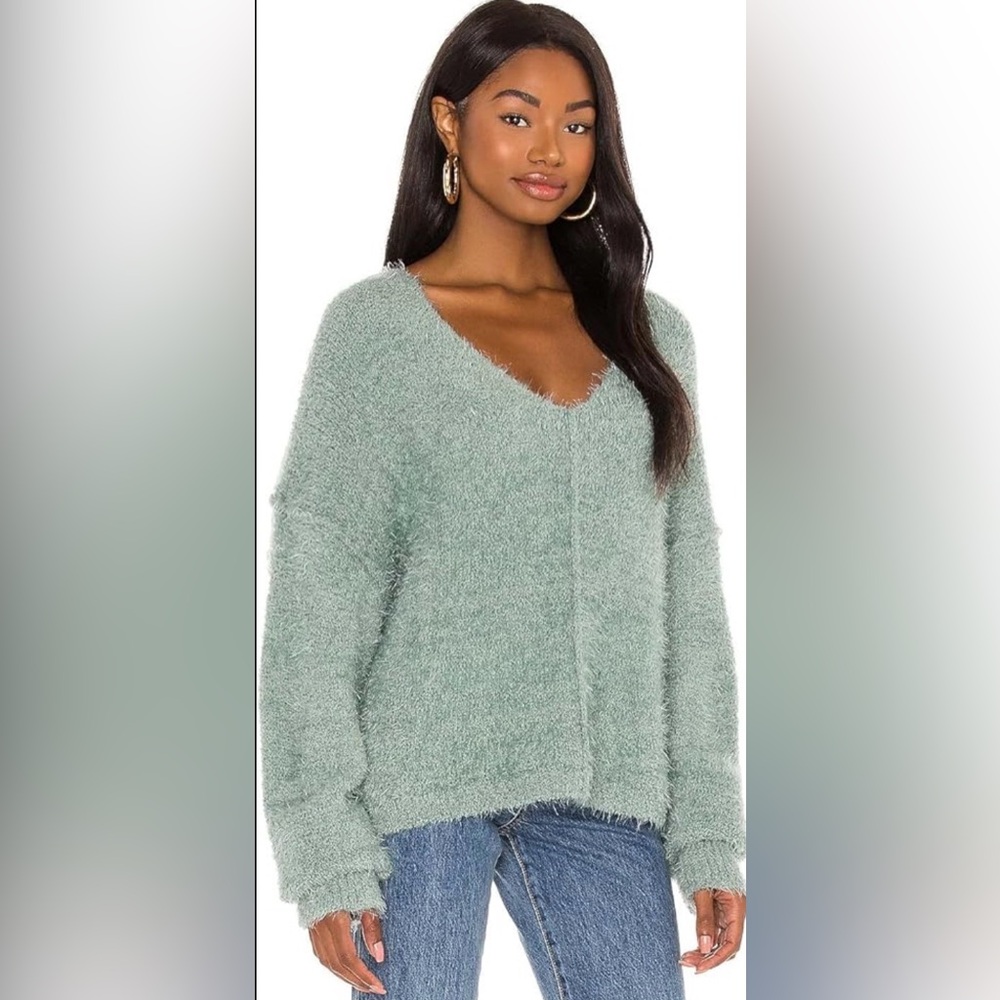 EUC Free People Icing V-Neck Pullover sweater Spring Dust light blue women’s S